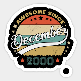 Awesome Since December 2000 Birthday Retro Sunset Vintage Sticker